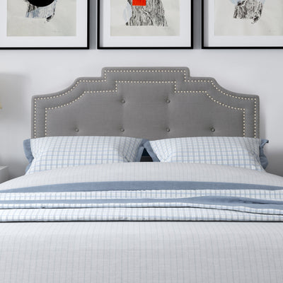 light grey Padded Headboard, Full / Double Aspen Collection lifestyle scene by CorLiving#color_light-grey
