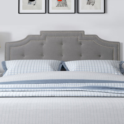 light grey Padded Headboard, King Aspen Collection lifestyle scene by CorLiving#color_light-grey