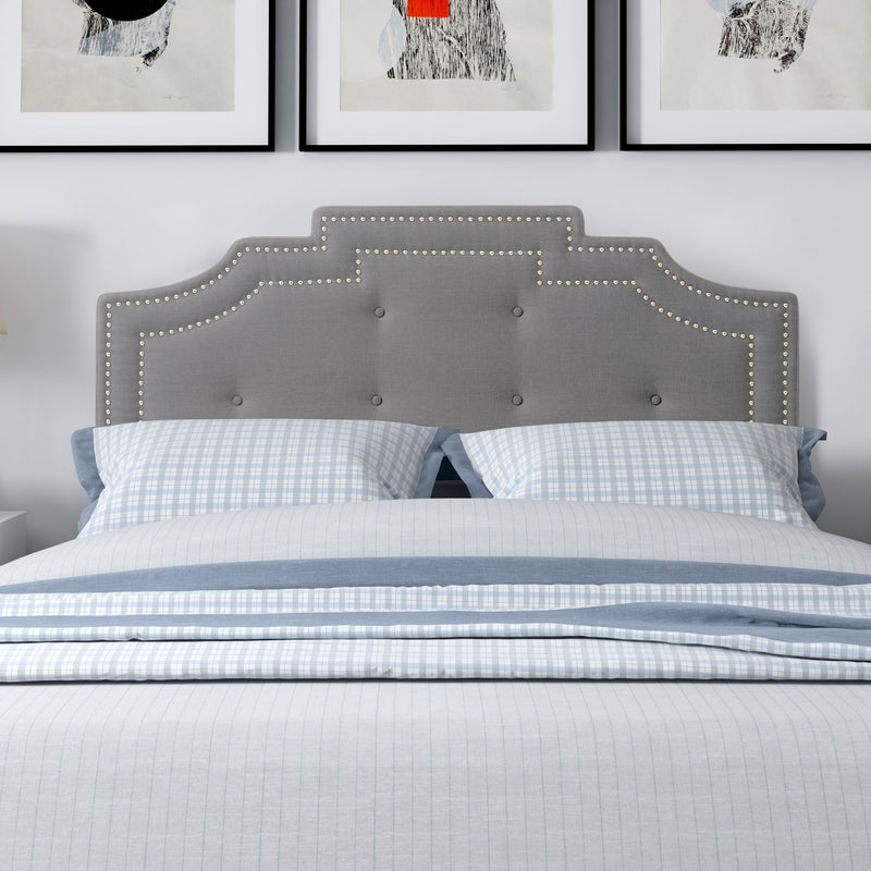 light grey Padded Headboard, Queen Aspen Collection lifestyle scene by CorLiving