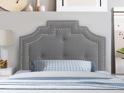 light grey Padded Headboard, Twin / Single Aspen Collection lifestyle scene by CorLiving#color_light-grey