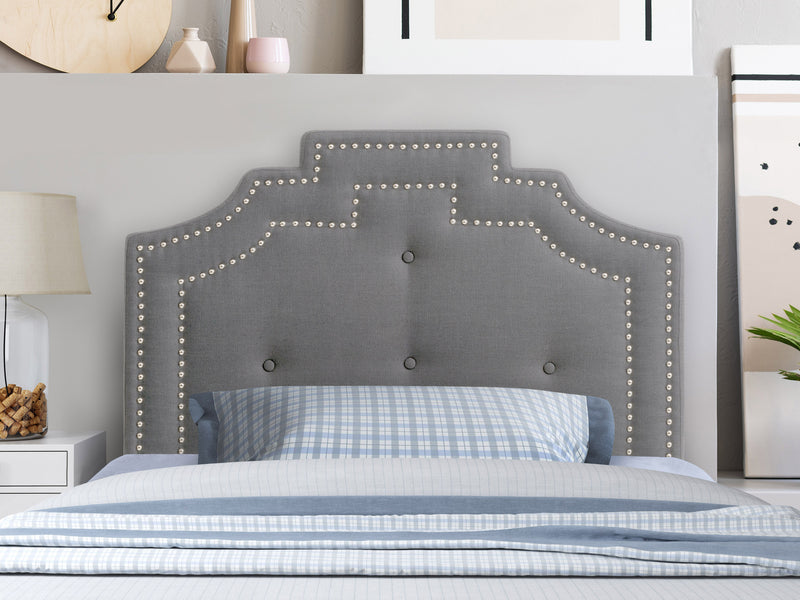 light grey Padded Headboard, Twin / Single Aspen Collection lifestyle scene by CorLiving