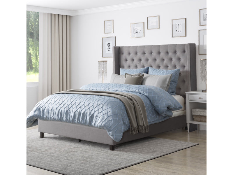 grey Tufted Queen Bed Fairfield Collection lifestyle scene by CorLiving