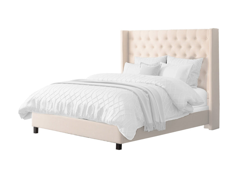 cream Tufted King Bed with Slats Fairfield Collection product image by CorLiving