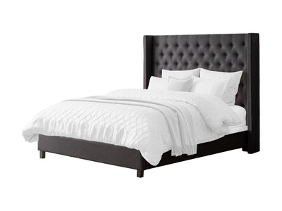 dark grey Tufted Queen Bed with Slats Fairfield Collection product image by CorLiving#color_dark-grey