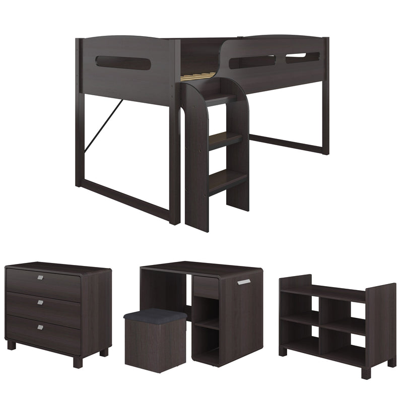 espresso Twin Loft Bed with Desk Mika Collection product image by CorLiving