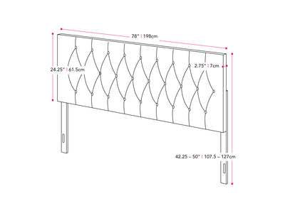 navy blue Velvet Headboard, King Catalina Collection measurements diagram by CorLiving#color_navy-blue