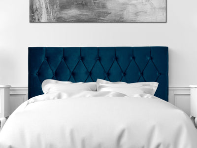 navy blue Velvet Headboard, Queen Catalina Collection lifestyle scene by CorLiving#color_navy-blue