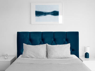 navy blue Velvet Headboard, Twin / Single Catalina Collection lifestyle scene by CorLiving#color_navy-blue