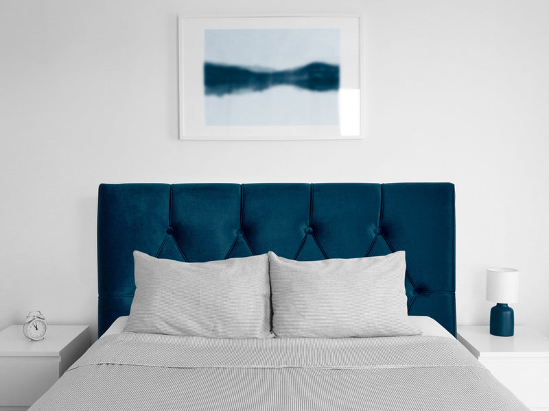 navy blue Velvet Headboard, Twin / Single Catalina Collection lifestyle scene by CorLiving