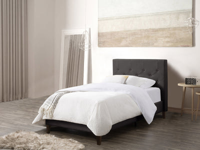 dark grey Button Tufted Twin / Single Bed Nova Ridge Collection lifestyle scene by CorLiving#color_nova-ridge-dark-grey