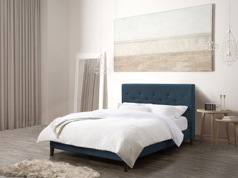 ocean blue Button Tufted Double / Full Bed Nova Ridge Collection lifestyle scene by CorLiving