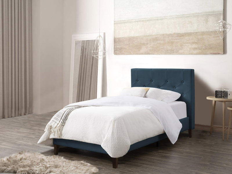ocean blue Button Tufted Twin / Single Bed Nova Ridge Collection lifestyle scene by CorLiving