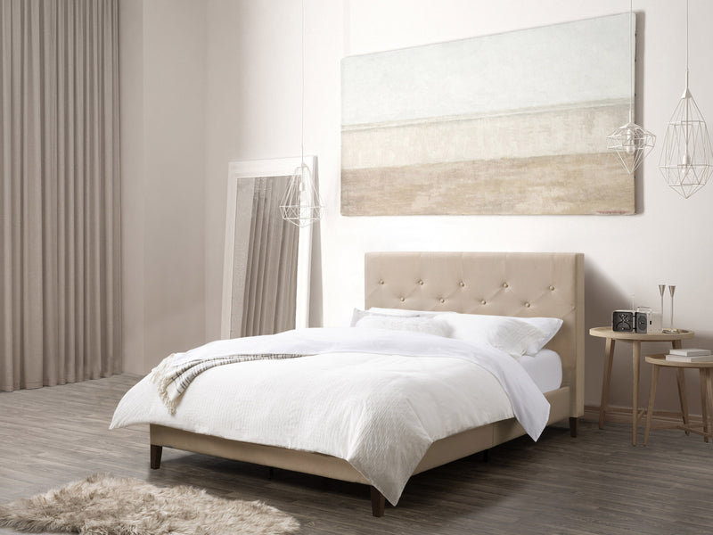 cream Button Tufted Double / Full Bed Nova Ridge Collection lifestyle scene by CorLiving
