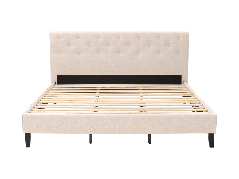 cream Button Tufted King Bed Nova Ridge Collection product image by CorLiving