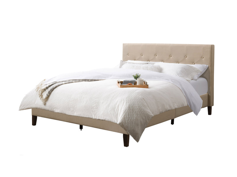 cream Button Tufted Queen Bed Nova Ridge Collection product image by CorLiving