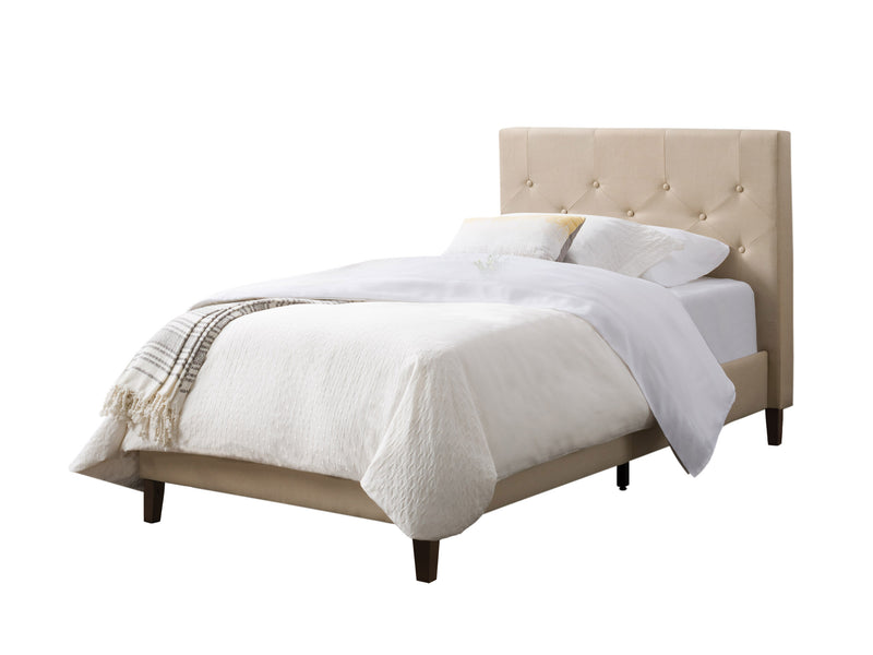cream Button Tufted Twin / Single Bed Nova Ridge Collection product image by CorLiving