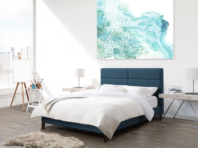 ocean blue Upholstered Double / Full Bed Bellevue Collection lifestyle scene by CorLiving#color_bellevue-ocean-blue
