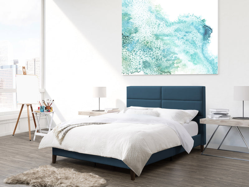 ocean blue Upholstered Double / Full Bed Bellevue Collection lifestyle scene by CorLiving