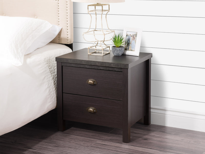 black 2 Drawer Night Stand Boston Collection lifestyle scene by CorLiving