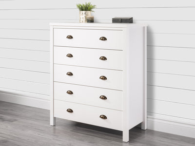 white 5 Drawer Dresser Boston Collection lifestyle scene by CorLiving#color_white