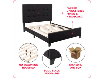 black Double / Full Panel Bed Ellery Collection infographic by CorLiving#color_ellery-black