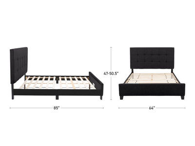 black Queen Panel Bed Ellery Collection measurements diagram by CorLiving#color_ellery-black
