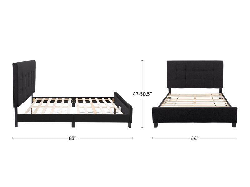 black Queen Panel Bed Ellery Collection measurements diagram by CorLiving