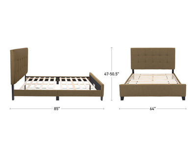 Clay Queen Panel Bed Ellery Collection measurements diagram by CorLiving#color_ellery-clay