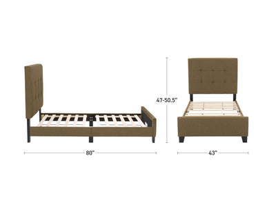 Clay Twin / Single Panel Bed Ellery Collection measurements diagram by CorLiving#color_ellery-clay