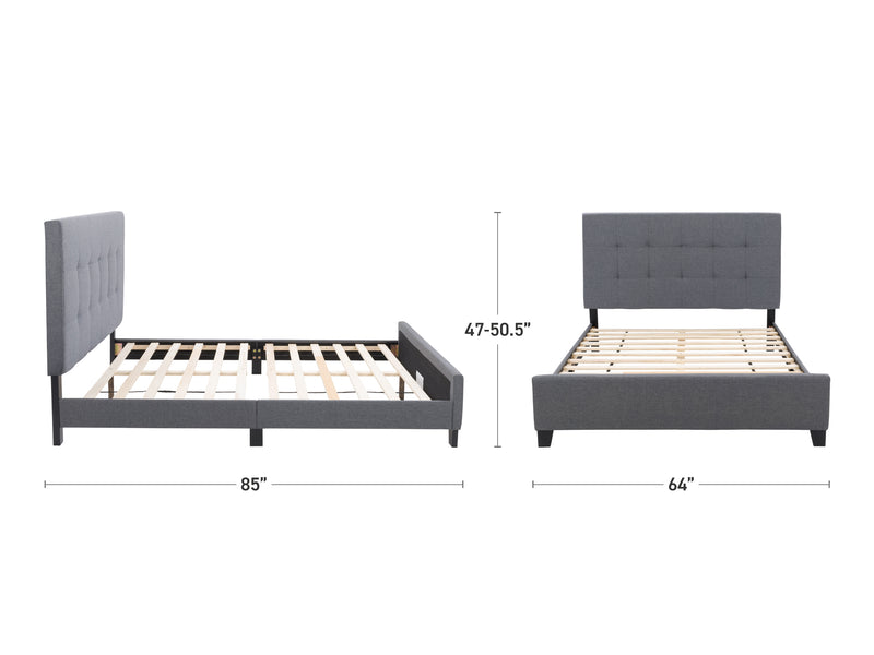 grey Queen Panel Bed Ellery Collection measurements diagram by CorLiving