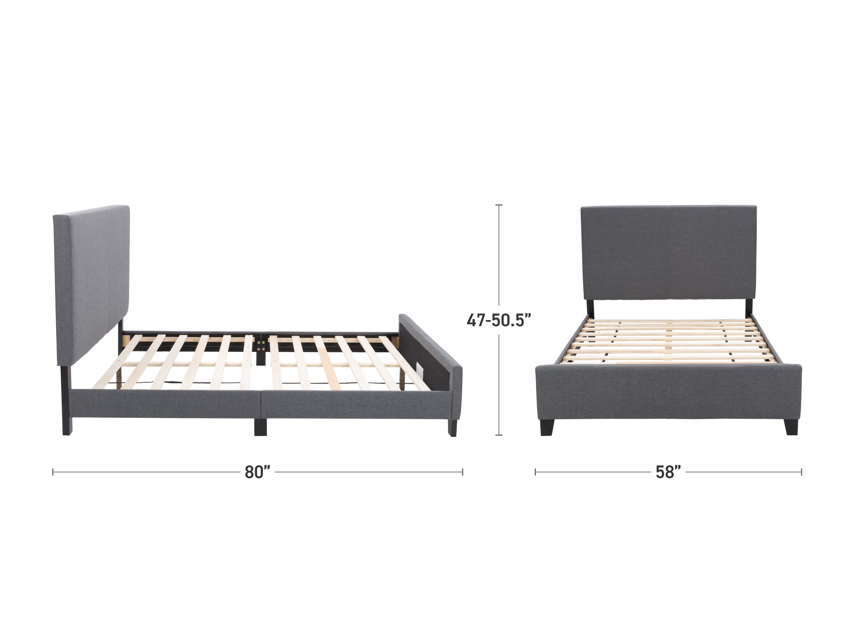 grey Contemporary Double / Full Bed Juniper Collection measurements diagram by CorLiving#color_juniper-grey