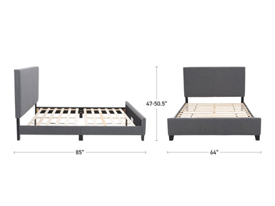 grey Contemporary Queen Bed Juniper Collection measurements diagram by CorLiving#color_juniper-grey