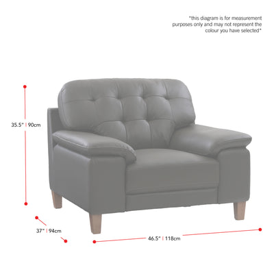 black Leather Armchair Burnaby Collection measurements diagram by CorLiving#color_black