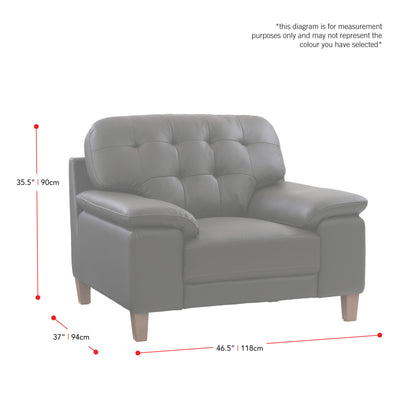 white Leather Armchair Burnaby Collection measurements diagram by CorLiving#color_white