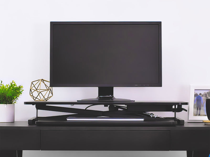 black Standing Desk Converter Workspace Collection lifestyle scene by CorLiving