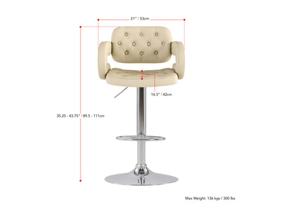 light beige Bar Stools with Arms Set of 2 Jude Collection measurements diagram by CorLiving#color_light-beige