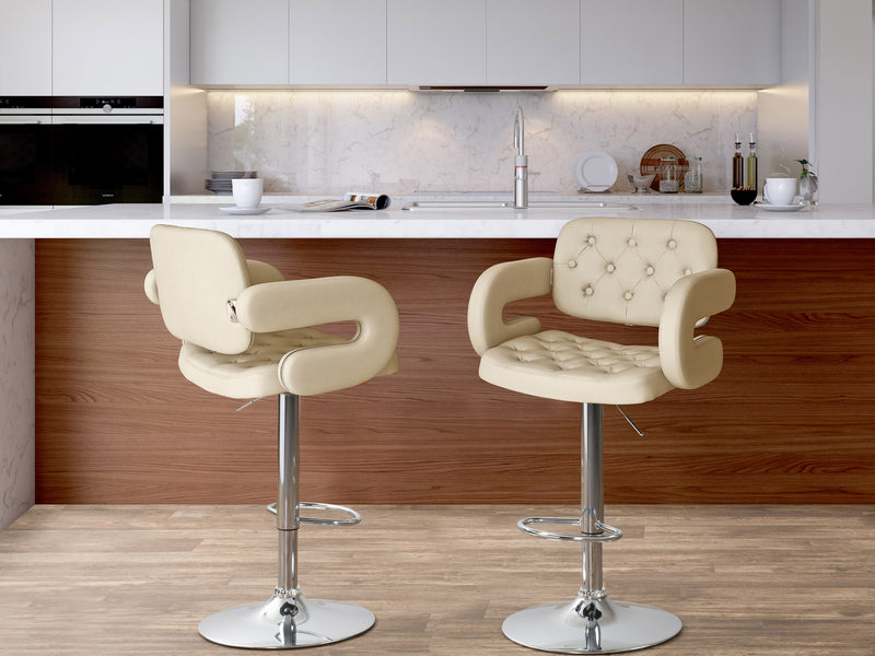 light beige Bar Stools with Arms Set of 2 Jude Collection lifestyle scene by CorLiving