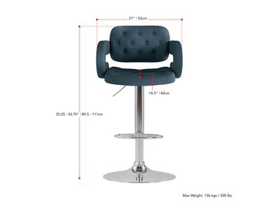 dark blue Bar Stools with Arms Set of 2 Jude Collection measurements diagram by CorLiving#color_dark-blue