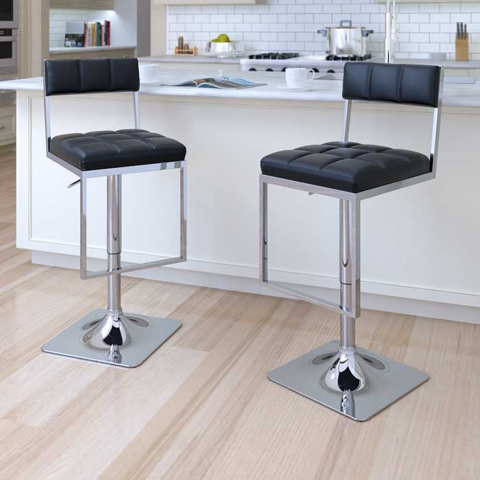 black Bar Stools Set of 2 Riley Collection lifestyle scene by CorLiving