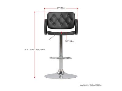 black Bar Stools with Arms Set of 2 Jude Collection measurements diagram by CorLiving#color_black