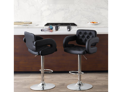 black Bar Stools with Arms Set of 2 Jude Collection lifestyle scene by CorLiving#color_black