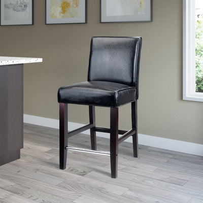black Wooden Bar Stool Counter Height Ira Collection lifestyle scene by CorLiving#color_black