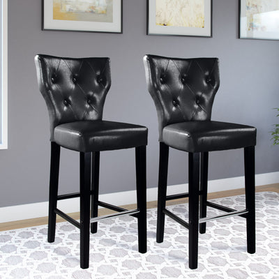 black Bar Stools with Backs Set of 2 CorLiving Collection lifestyle scene by CorLiving#color_black