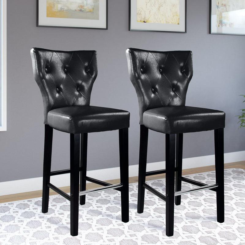 black Bar Stools with Backs Set of 2 CorLiving Collection lifestyle scene by CorLiving