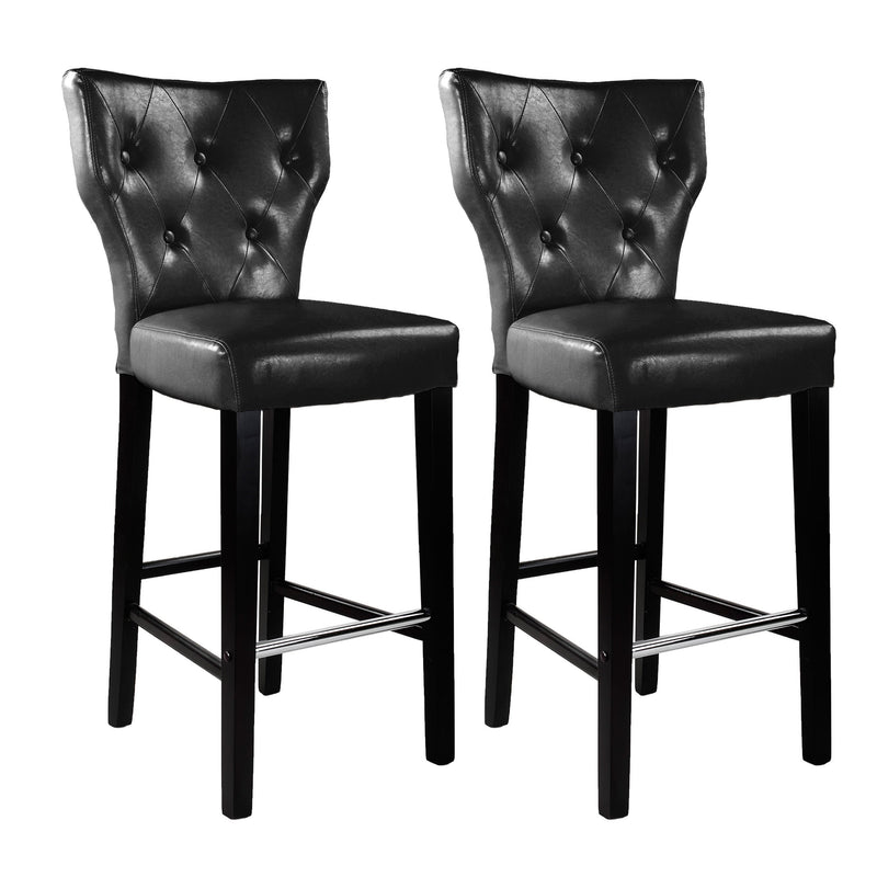 black Bar Stools with Backs Set of 2 CorLiving Collection product image by CorLiving