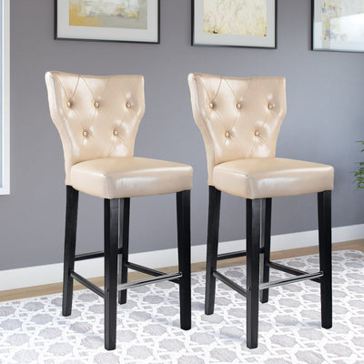 cream Bar Stools with Backs Set of 2 CorLiving Collection lifestyle scene by CorLiving#color_cream
