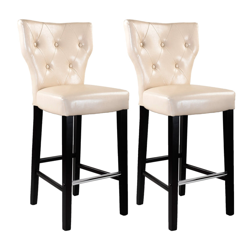 cream Bar Stools with Backs Set of 2 CorLiving Collection product image by CorLiving