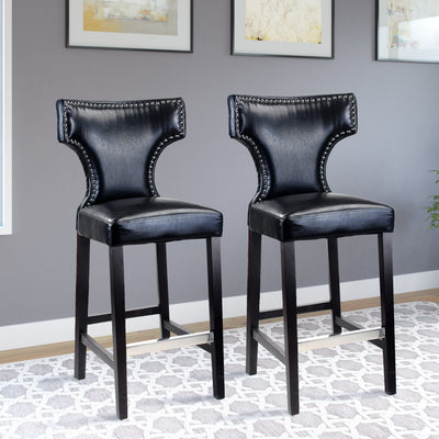 black Bar Height Bar Stools Set of 2 Aiden Collection lifestyle scene by CorLiving#color_black