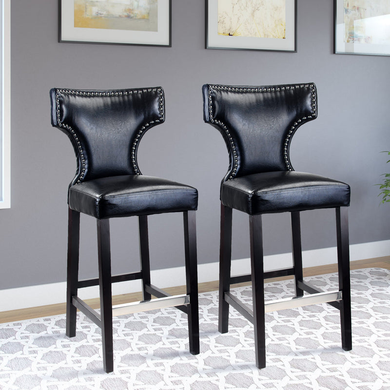 black Bar Height Bar Stools Set of 2 Aiden Collection lifestyle scene by CorLiving