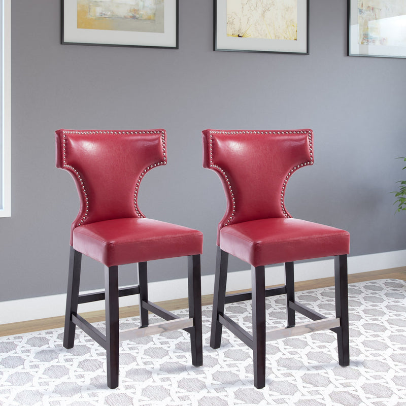red Counter Height Bar Stools Set of 2 Aiden Collection lifestyle scene by CorLiving